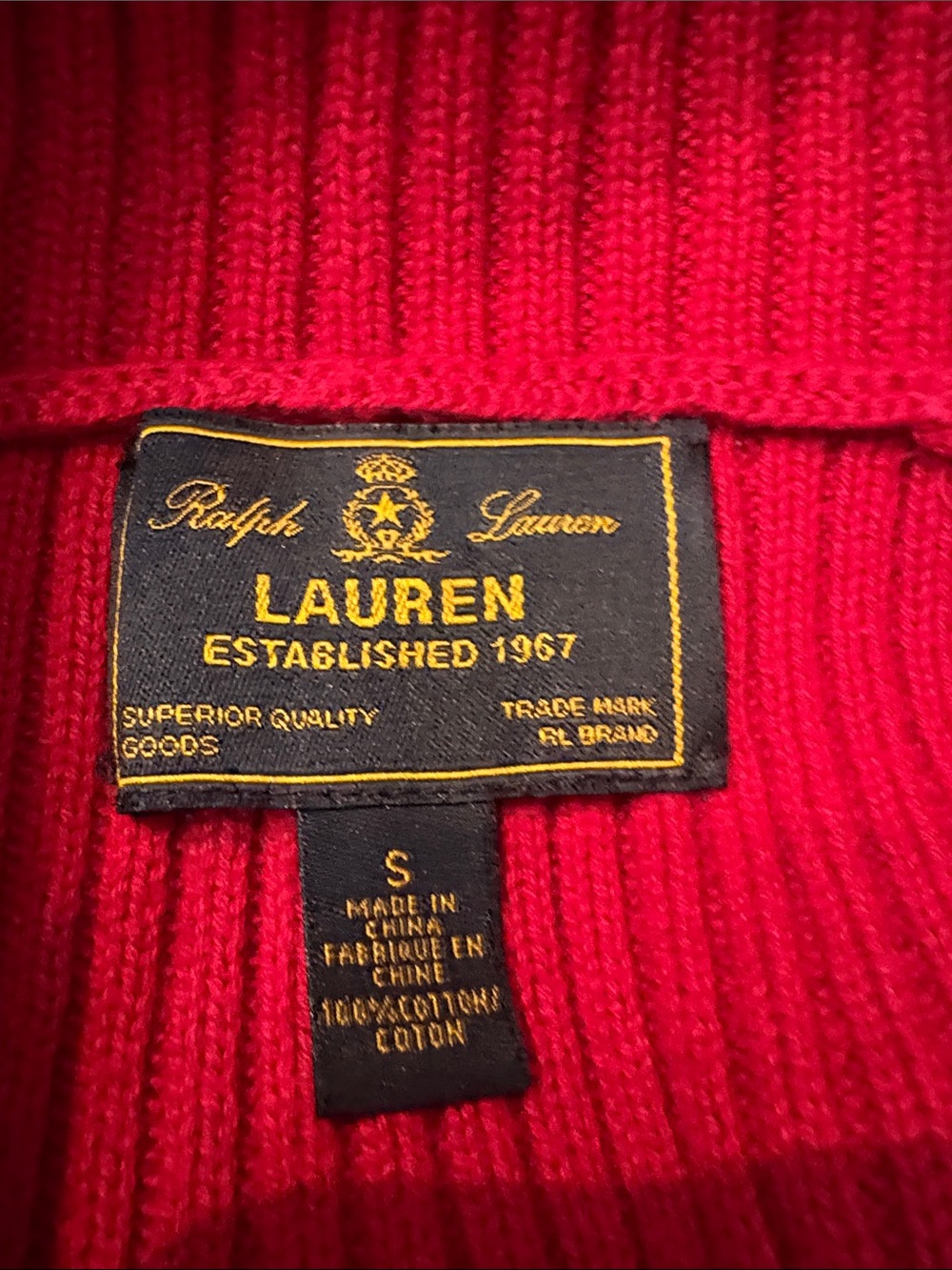 Ralph Lauren Y2K Ribbed Cotton Shawl Collar Knit Top Sweater - size small - Picture 4 of 5